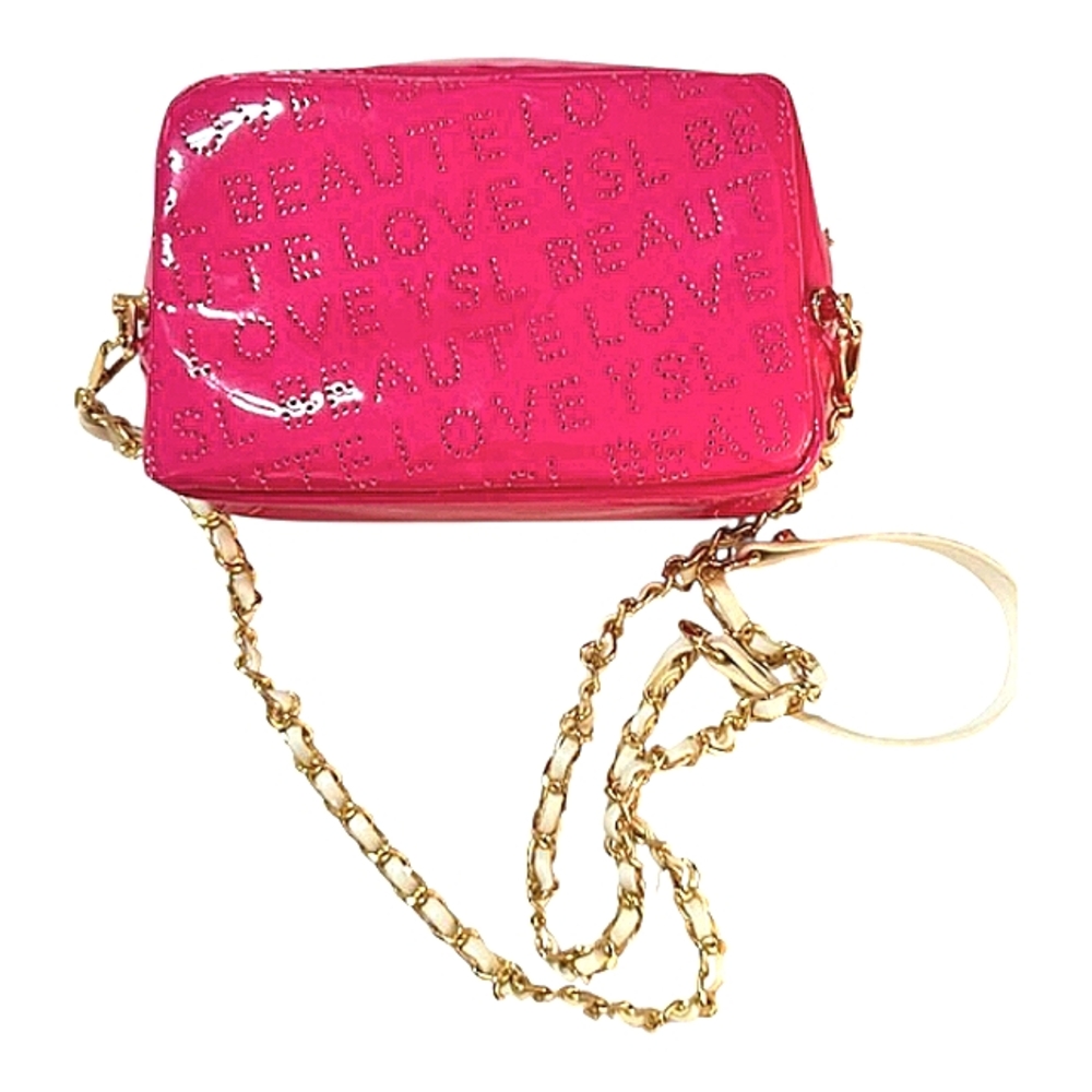 Yves Saint Laurent Glossy Pink Crossbody Cosmetic Bag New w/Unbranded Chain